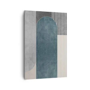 Bild auf Leinwand - Leinwandbild - Geometrische Abstraktion in Grau- und Grüntönen - 70x100cm - Komposition auf der Ebene - Moderne Wanddekoration für Wohnzimmer und Schlafzimmer ARTTOR