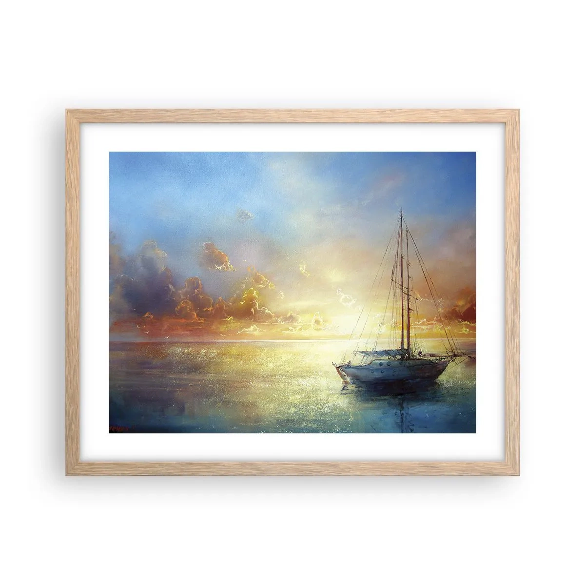 Poster in einem Rahmen aus heller Eiche - In einer goldenen Bucht - 50x40 cm