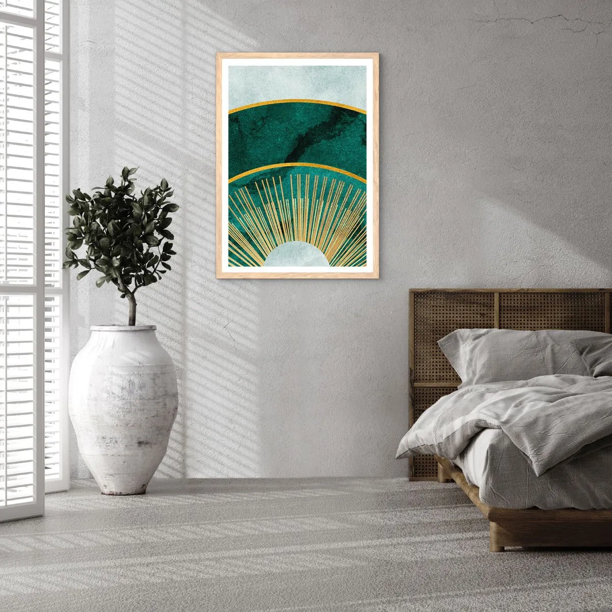 Poster in einem Rahmen aus heller Eiche - Anderes Sonnensystem - 61x91 cm