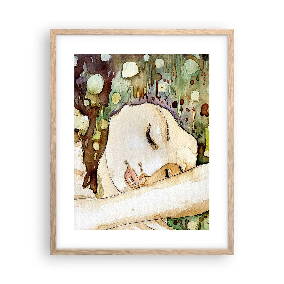 Poster in einem Rahmen aus heller Eiche - Ein smaragd-violetter Traum - 40x50 cm
