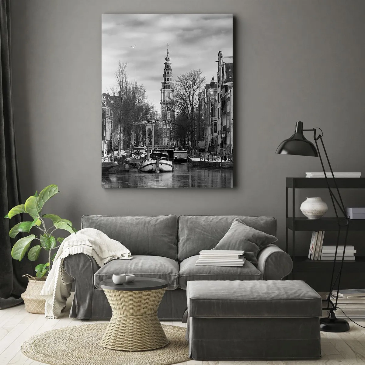 Bild auf Leinwand - Leinwandbild - Amsterdamer Atmosphäre - 65x120 cm