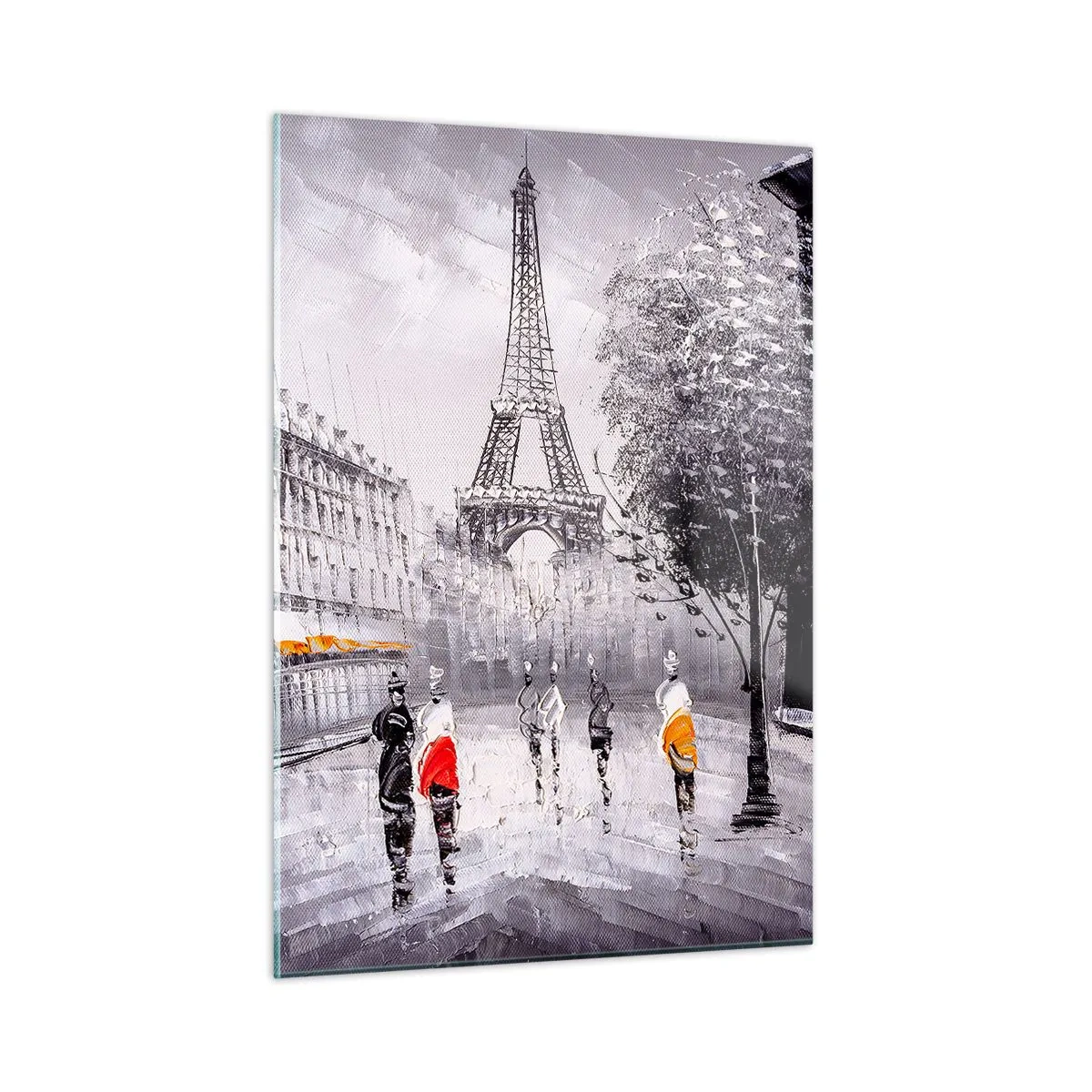 Glasbild - Bild auf glas - Ein Pariser Spaziergang - 50x70cm - Pariser Spaziergang - Moderne Wanddekoration für Wohnzimmer und Schlafzimmer ARTTOR