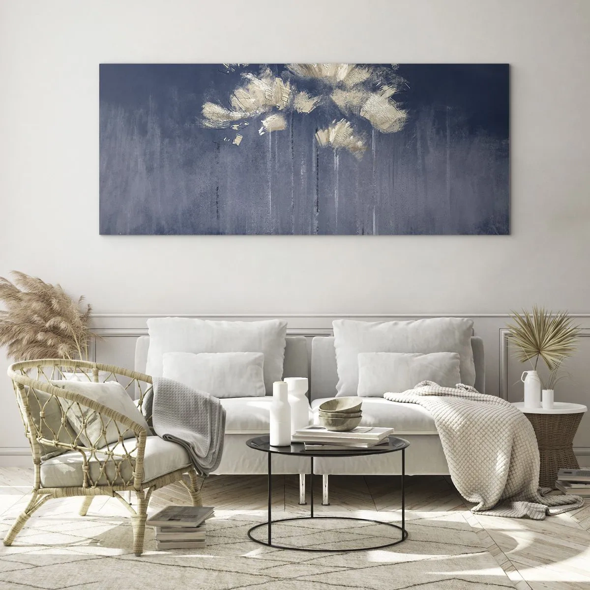 Glasbild - Bild auf glas - Wie Blütenblätter im Wind - 90x30 cm