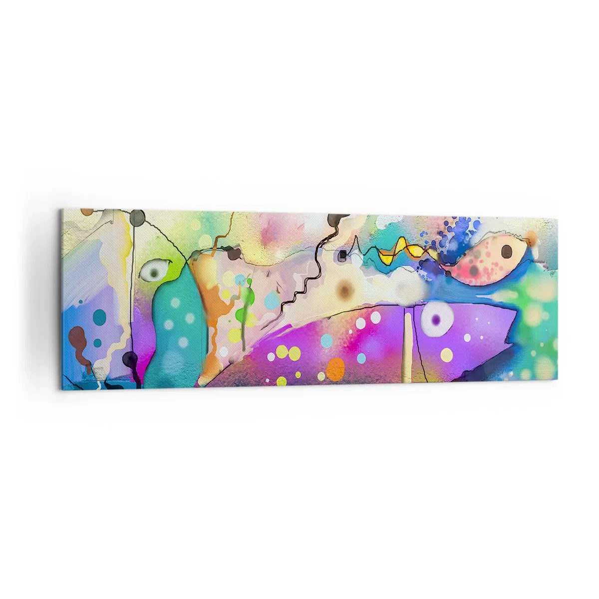 Bild auf Leinwand - Leinwandbild - Abstrakter Fisch in einer farbenfrohen, surrealen Komposition - 160x50cm - Es fehlen die Worte! - Moderne Wanddekoration für Wohnzimmer und Schlafzimmer ARTTOR