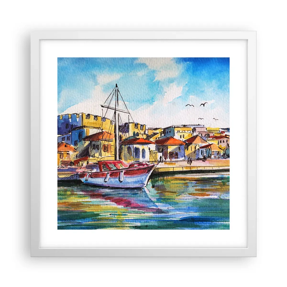 Poster in einem weißen Rahmen - Regenbogennachmittag - 40x40 cm