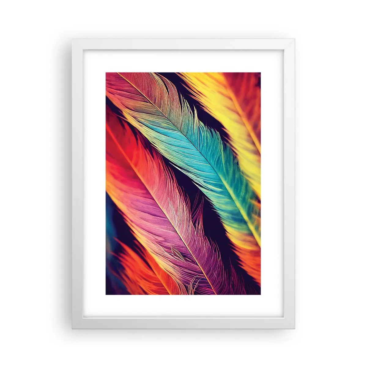 Poster in einem weißen Rahmen - Gefiederter Regenbogen - 30x40 cm