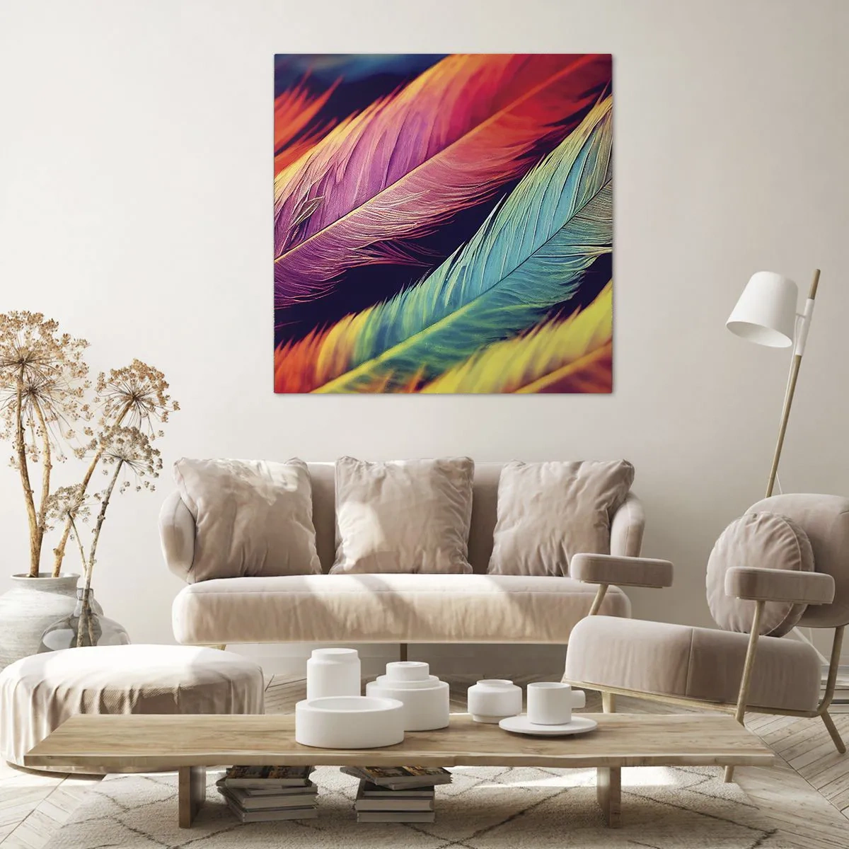 Bild auf Leinwand - Leinwandbild - Gefiederter Regenbogen - 30x30 cm