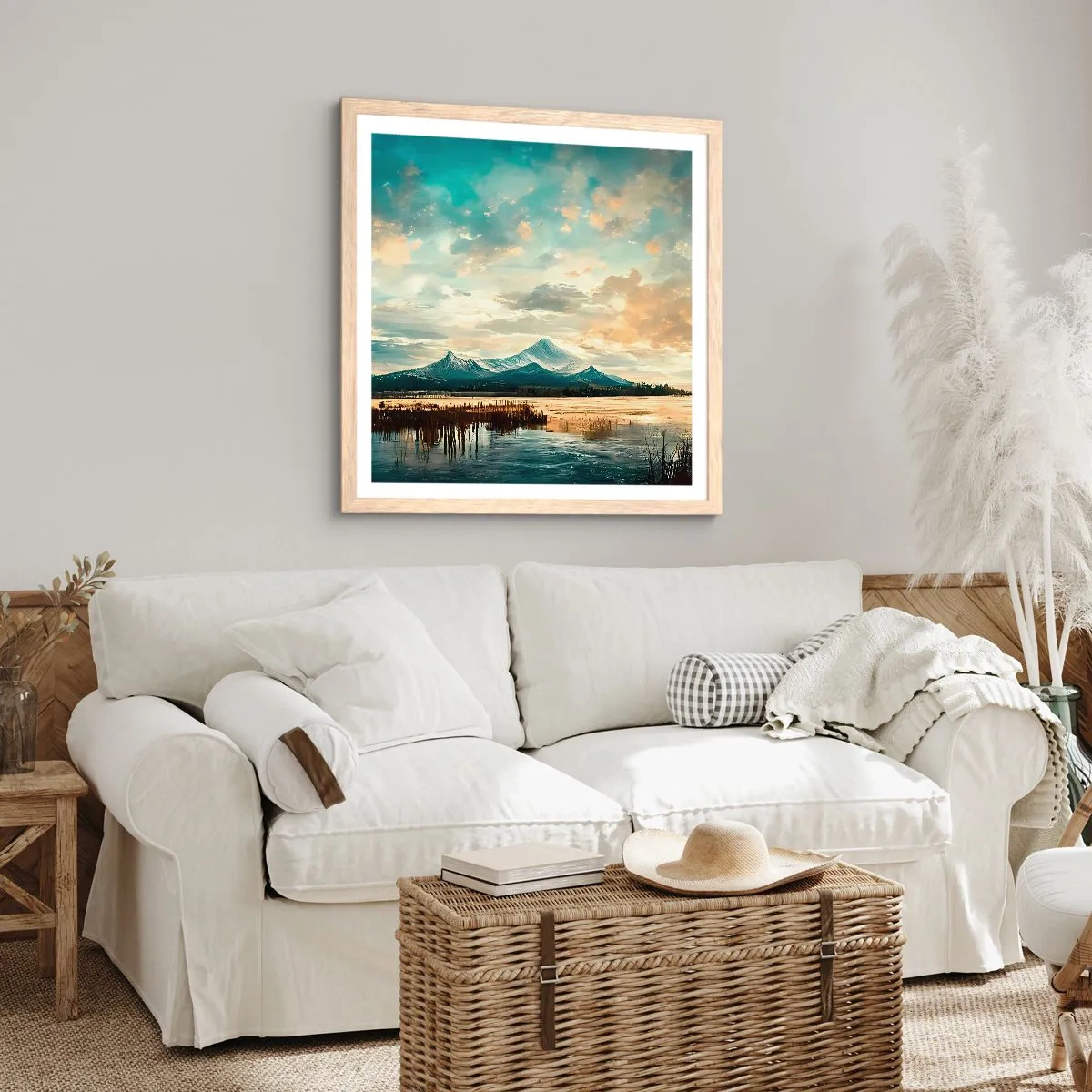 Poster in einem Rahmen aus heller Eiche - Unter dem Schutz des Himmels - 40x40 cm