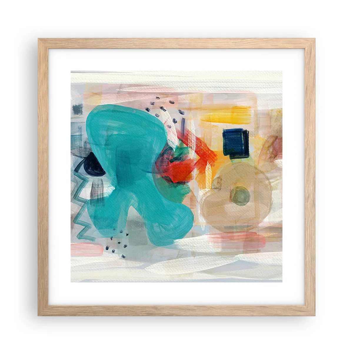 Poster in einem Rahmen aus heller Eiche - Buntes Spiel - 40x40 cm