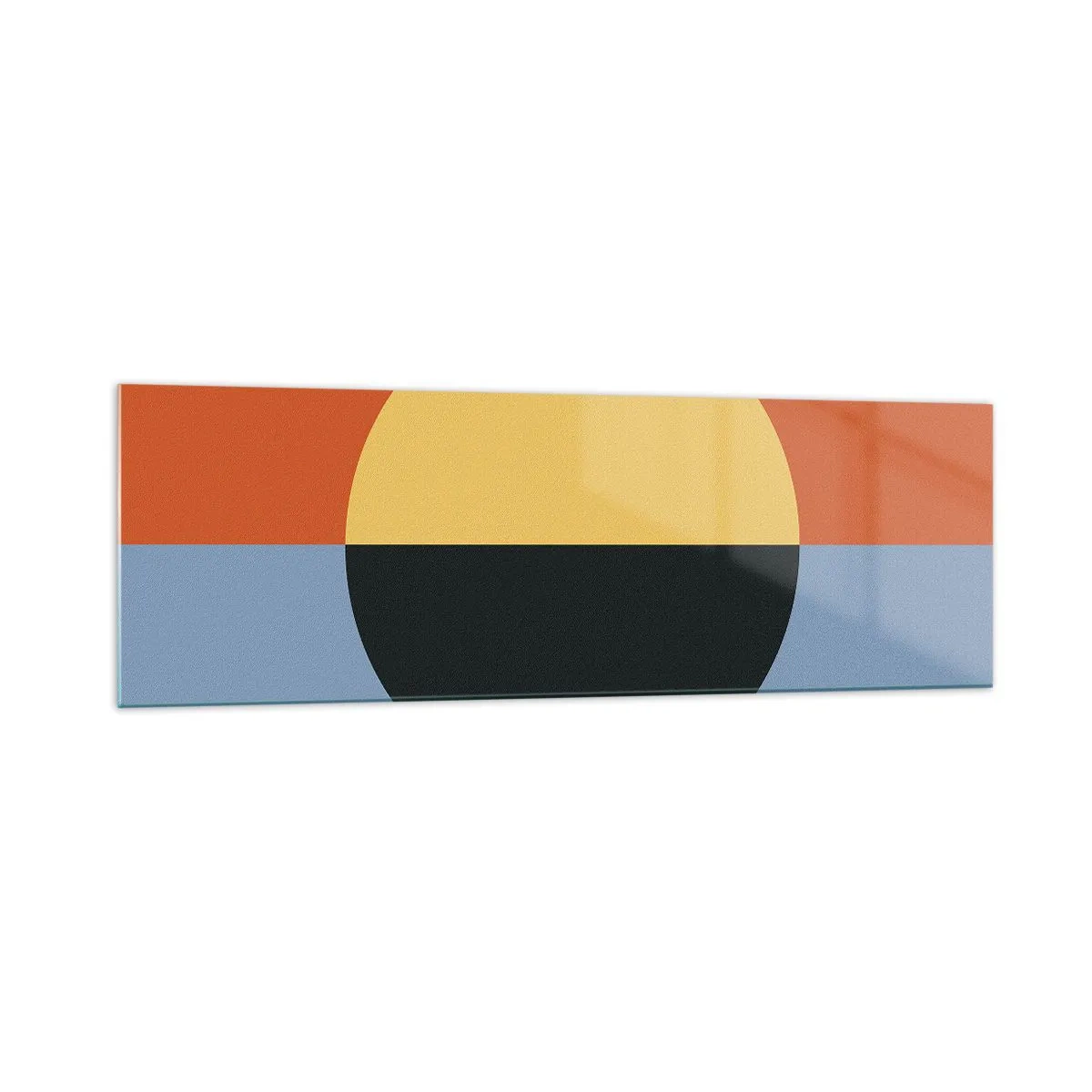 Glasbild - Bild auf glas - Geometrische Abstraktion mit kontrastierenden Farben - 160x50cm - Eine Komposition aus Wärme und Kühle - Moderne Wanddekoration für Wohnzimmer und Schlafzimmer ARTTOR