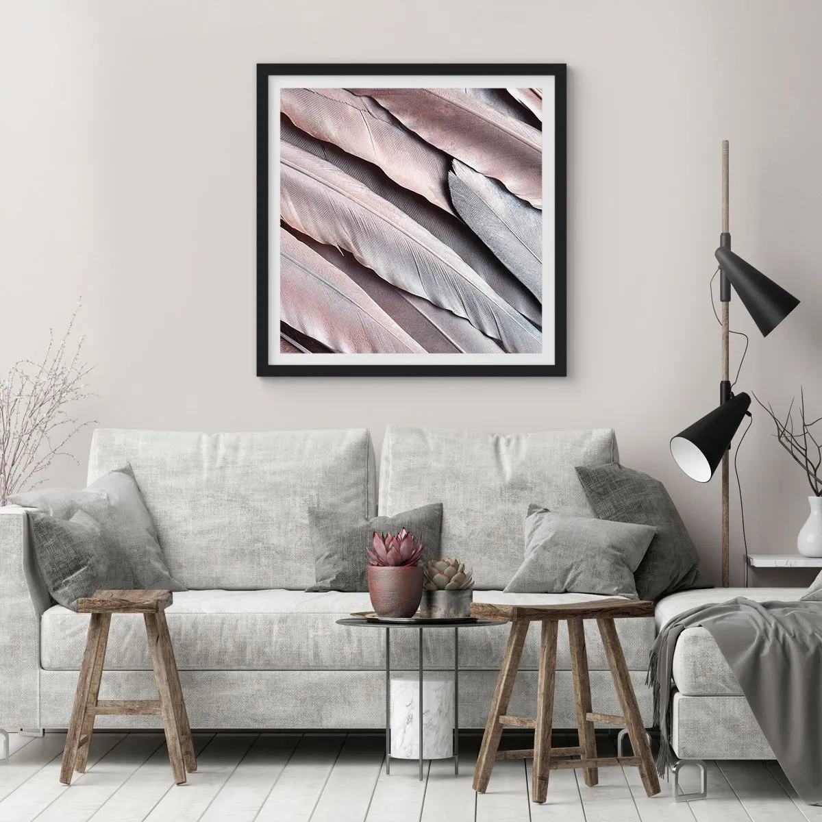 Poster in einem schwarzem Rahmen - In rosa Silber - 30x30 cm