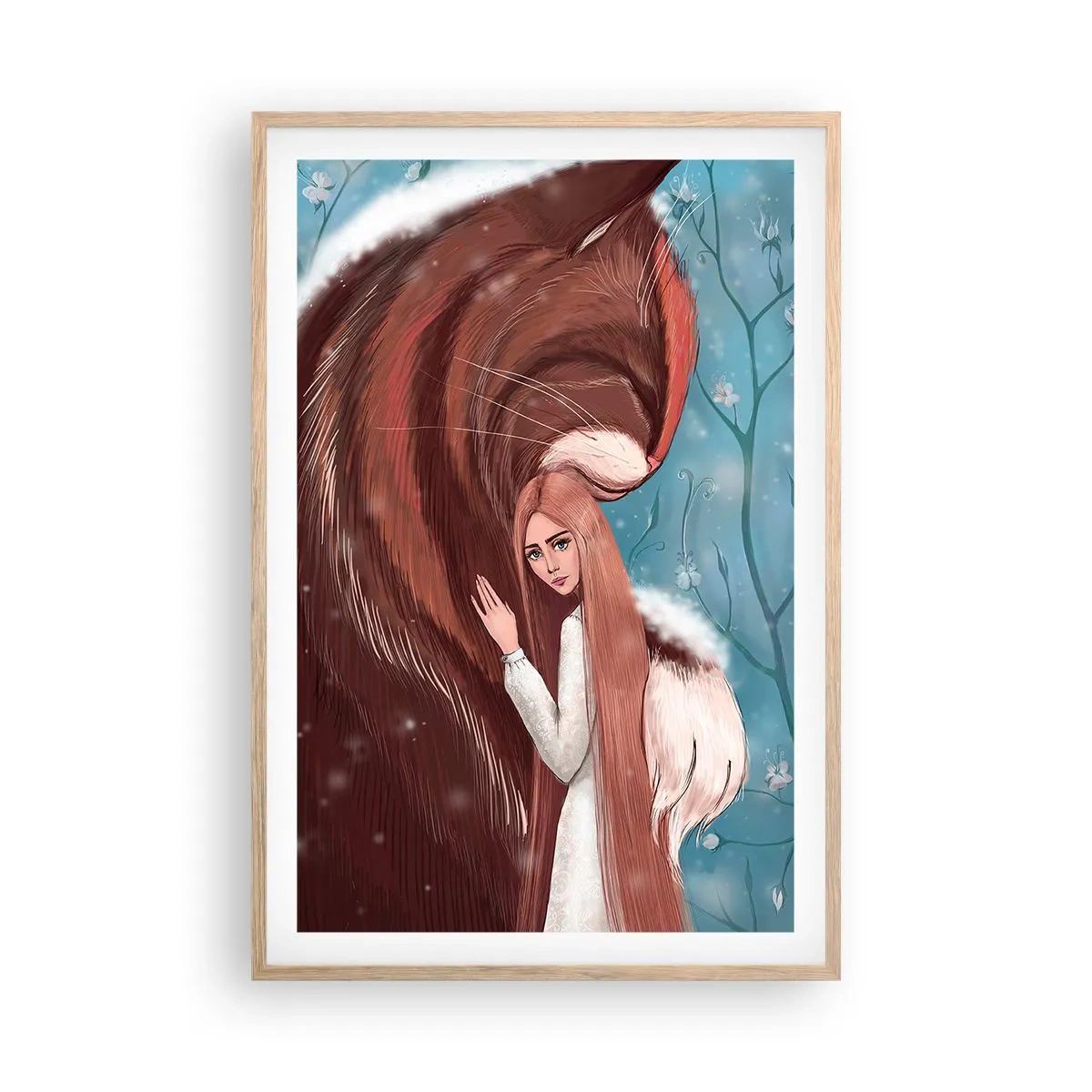 Poster in einem Rahmen aus heller Eiche - Willkommen im Märchen - 61x91 cm