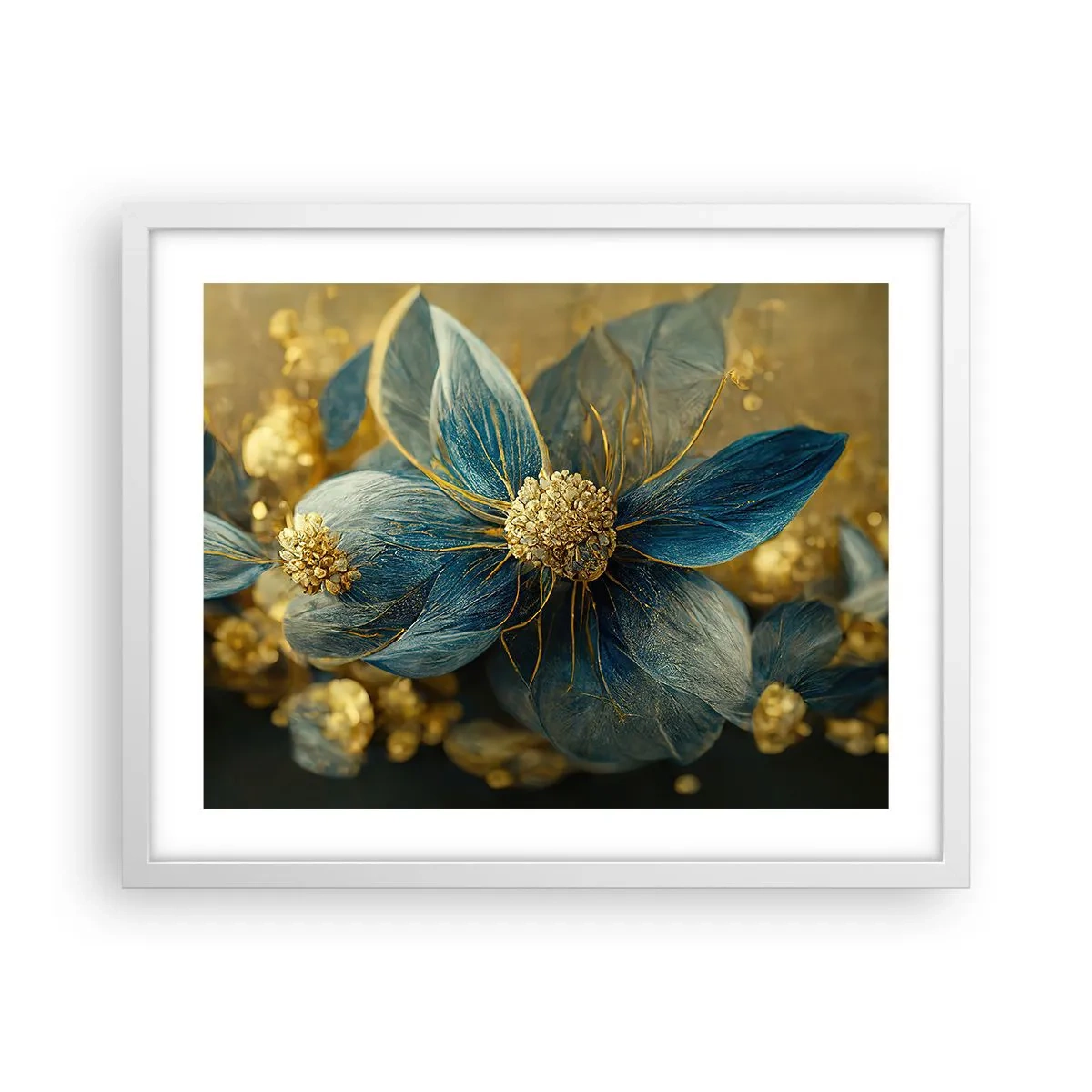 Poster in einem weißen Rahmen - Mit Gold blühen - 50x40 cm