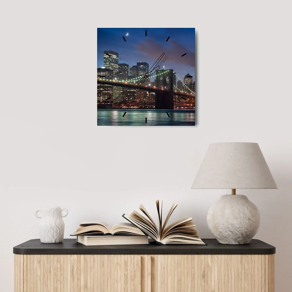 Wanduhr - Glasuhr - Leuchtende Nacht - 30x30 cm