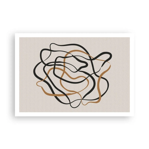 Poster - Verworrene Linien in Schwarz und Gold auf hellem Hintergrund - 100x70cm - Alles ging schief - Moderne Wanddekoration für Wohnzimmer und Schlafzimmer ARTTOR