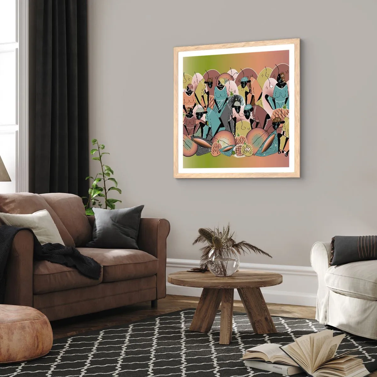 Poster in einem Rahmen aus heller Eiche - Ein toller Urlaub steht bevor - 60x60 cm