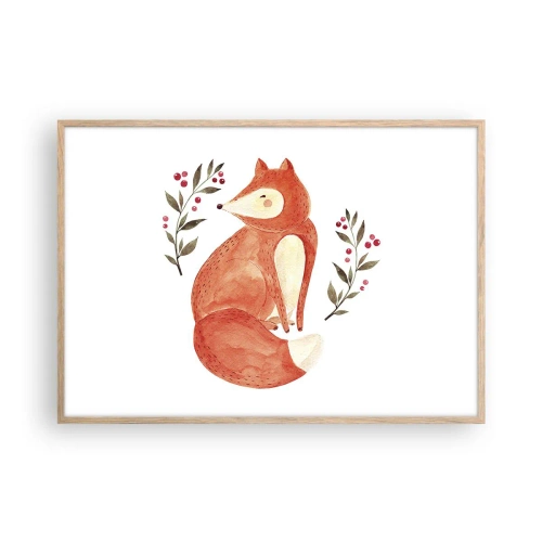 Poster in einem Rahmen aus heller Eiche - Kleine Rothaarige - 100x70 cm