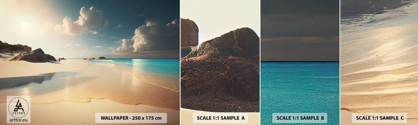 Fototapeten Muster Selbstklebend Deluxe Sticker - Erträumter Tag - Wilder Strand, Ozean, Rand - 100x30 cm