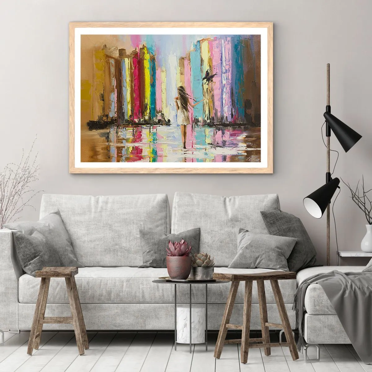 Poster in einem Rahmen aus heller Eiche - Folge mir - 91x61 cm