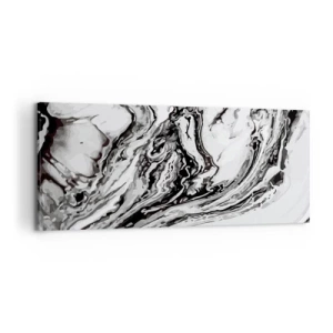 Bild auf Leinwand - Leinwandbild - Abstraktes Marmormuster in Schwarz und Weiß - 120x50cm - Am Anfang war Chaos - Moderne Wanddekoration für Wohnzimmer und Schlafzimmer ARTTOR