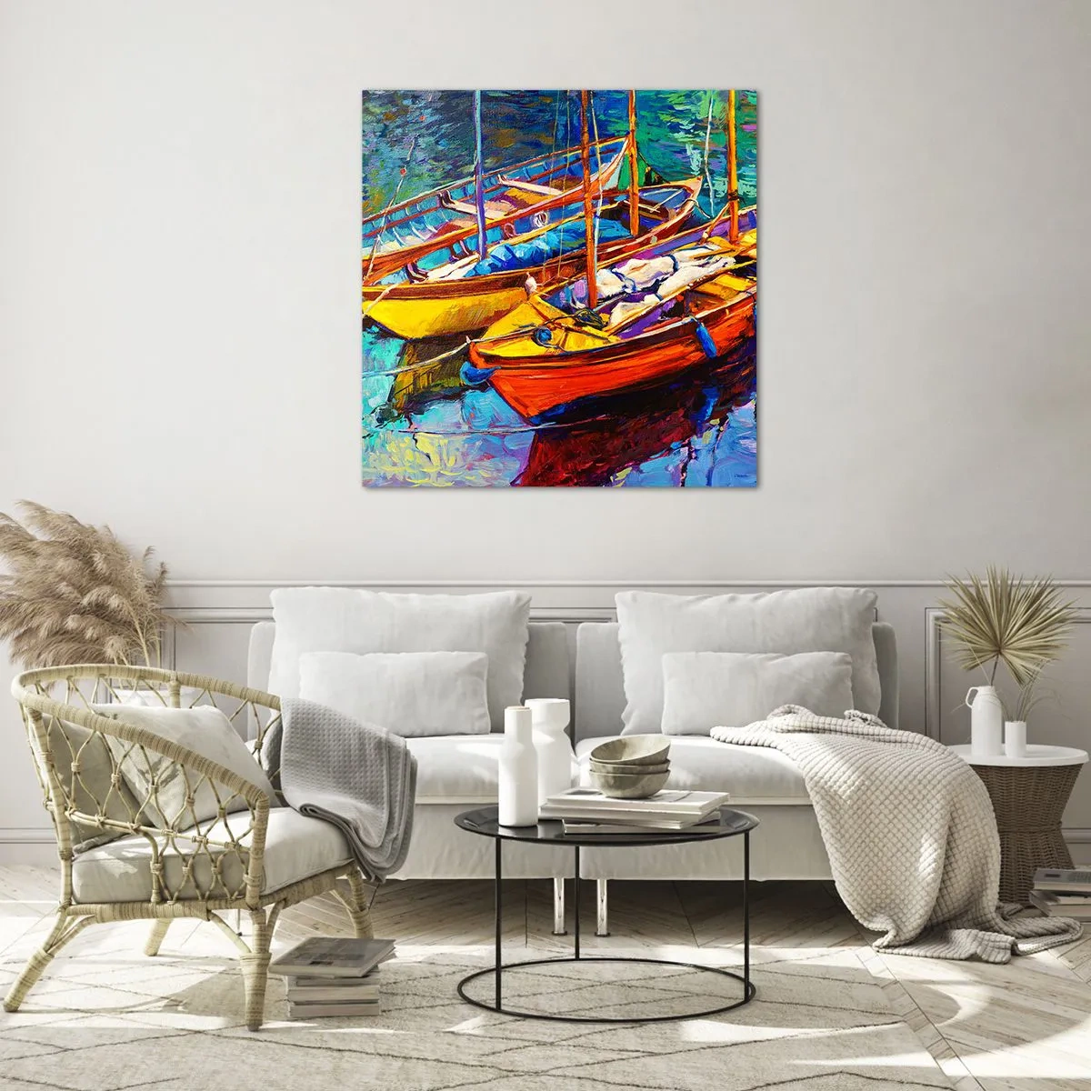 Glasbild - Bild auf glas - Auf Wasser dick mit Farben - 60x60 cm