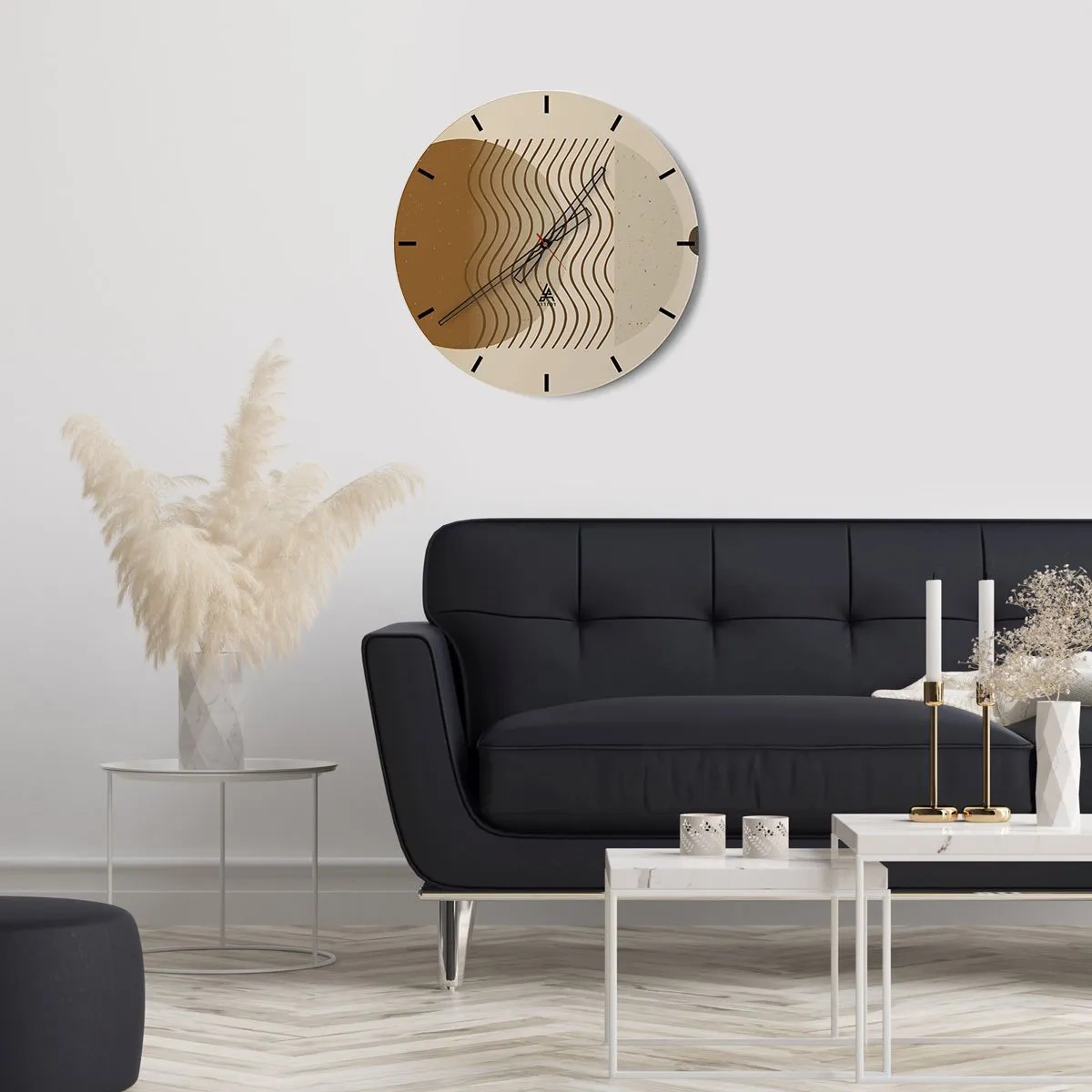 Wanduhr - Glasuhr - Abstrakte Kreise in Rot- und Blautönen auf schwarzem Hintergrund - 30x30cm - Zur Entstehung geometrischer Figuren - Moderne Wanddekoration für Wohnzimmer, Küche und Schlafzimmer ARTTOR