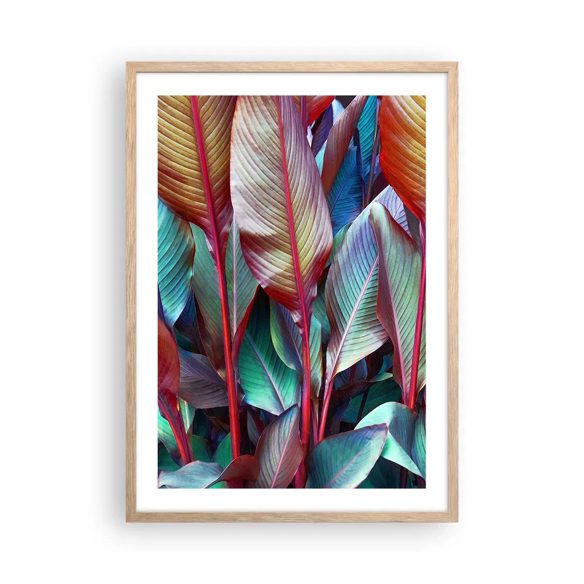 Poster in einem Rahmen aus heller Eiche - Buntes Dickicht - 50x70 cm