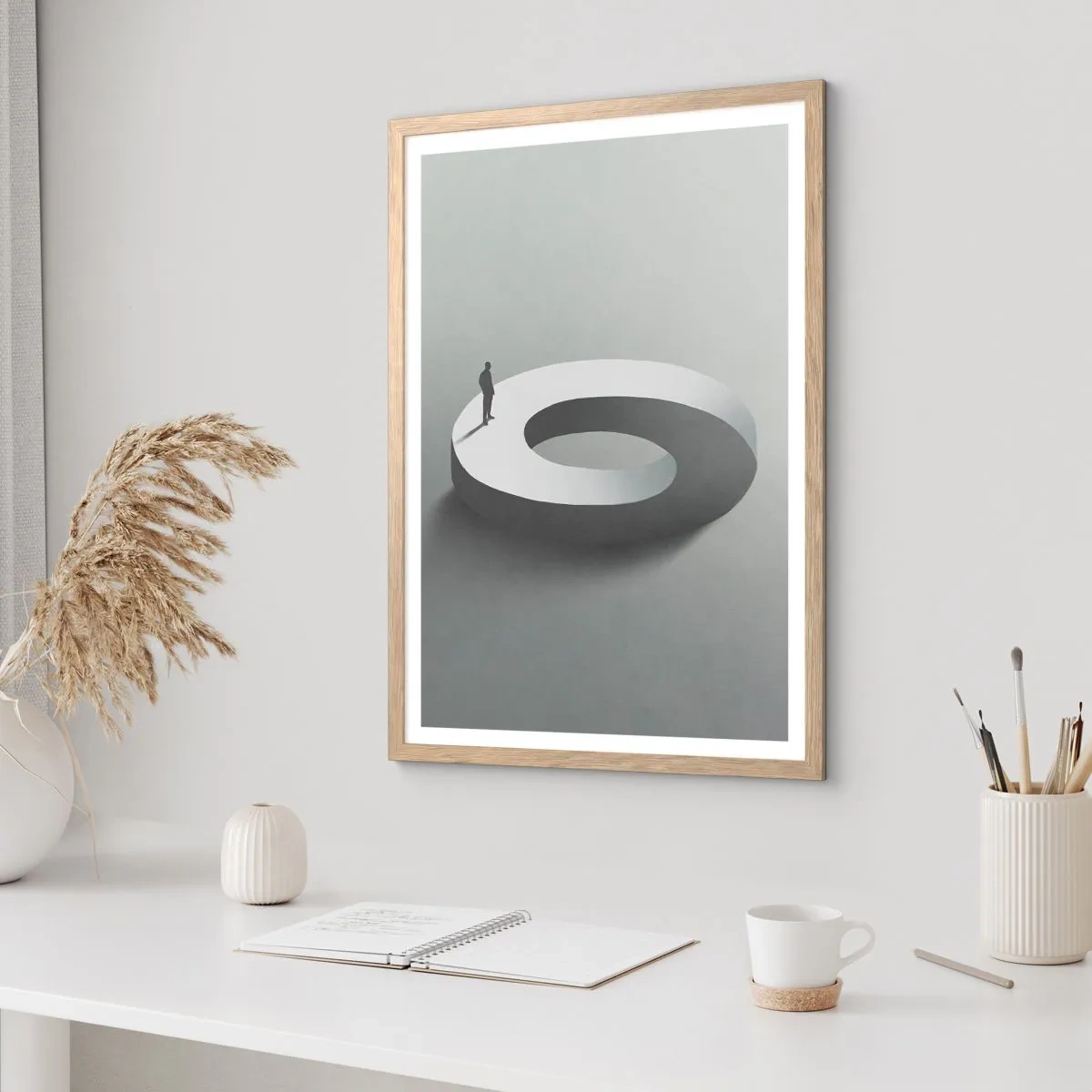 Poster in einem Rahmen aus heller Eiche - Und wie soll man davon klug werden - 61x91 cm