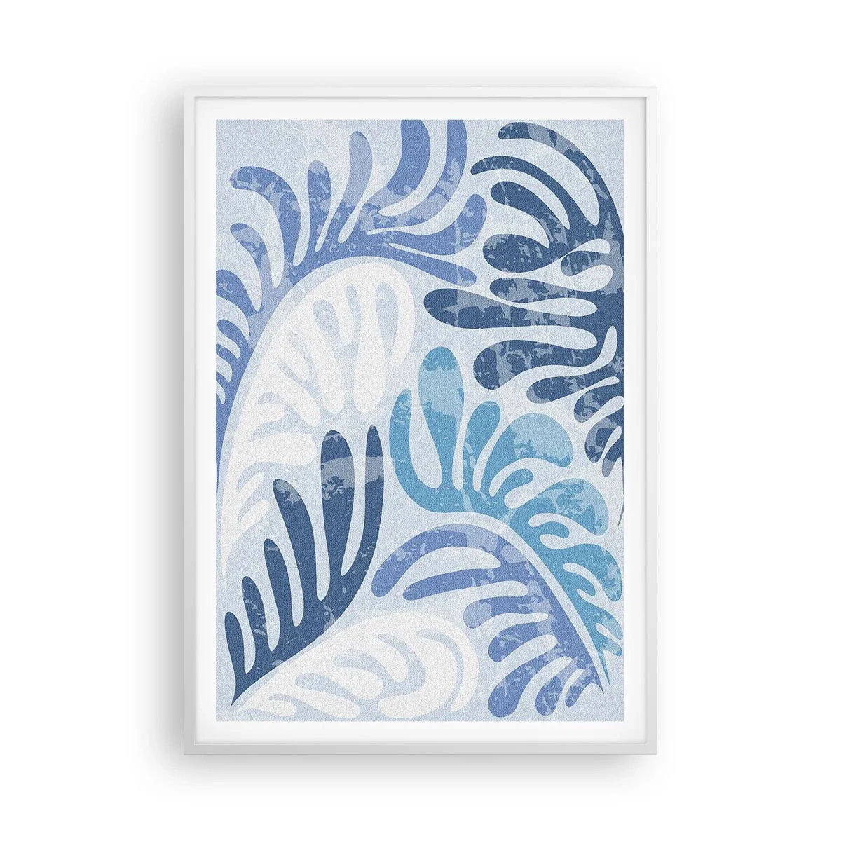 Poster in einem weißen Rahmen - Blaue Farne - 70x100 cm