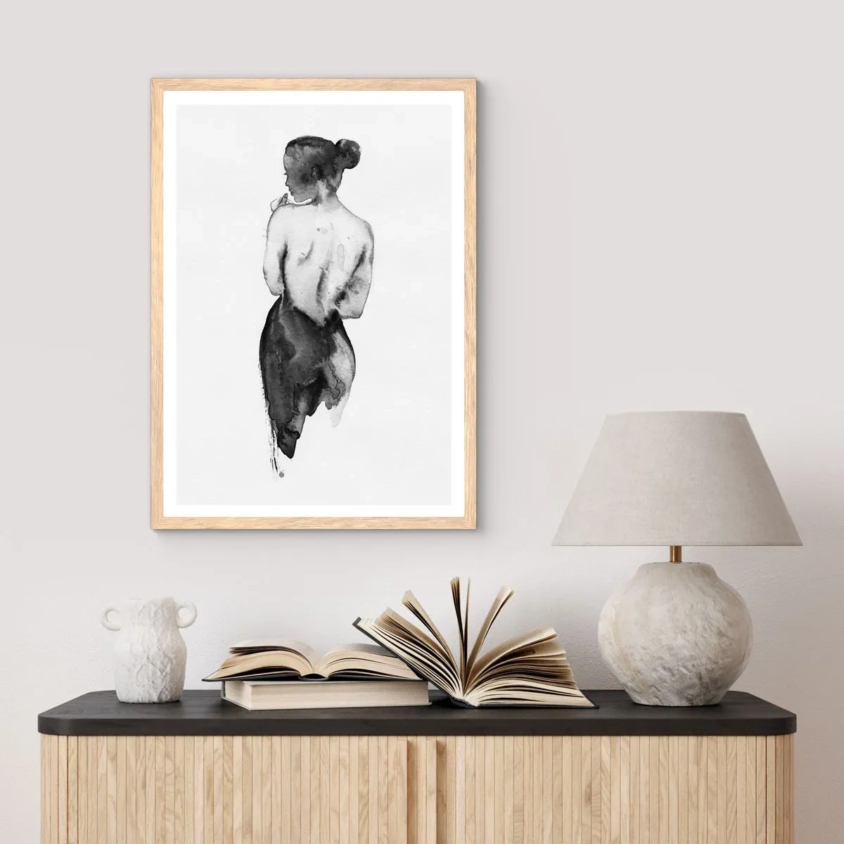 Poster in einem Rahmen aus heller Eiche - Bei ihr verschwindet die Welt - 30x40 cm