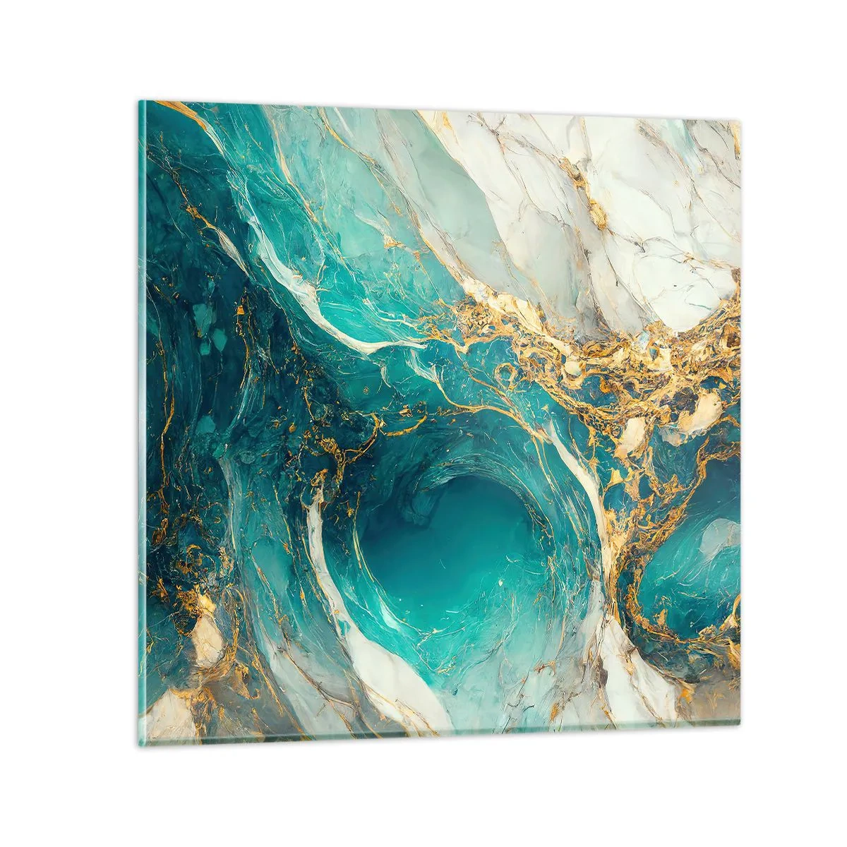Glasbild - Bild auf glas - Komposition mit Goldadern - 30x30 cm