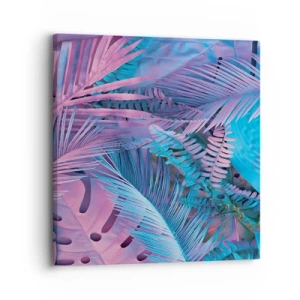 Bild auf Leinwand - Leinwandbild - Tropen in Rosa und Blau - 30x30 cm