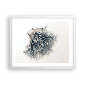 Poster in einem weißen Rahmen - Dem Rauschen der Bäume lauschen - 50x40 cm