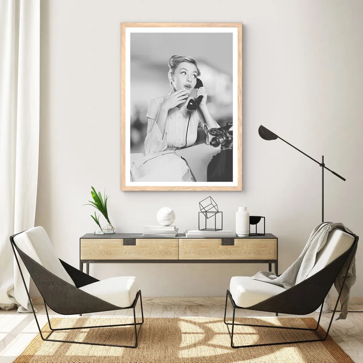 Poster in einem Rahmen aus heller Eiche - Hallo, wir sind in den 1950er Jahren. - 61x91 cm