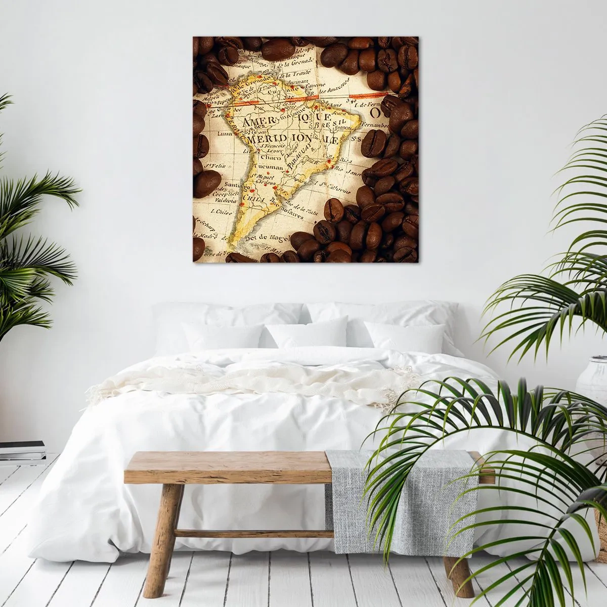 Bild auf Leinwand - Leinwandbild - Woher kommt der beste Kaffee? - 60x60 cm