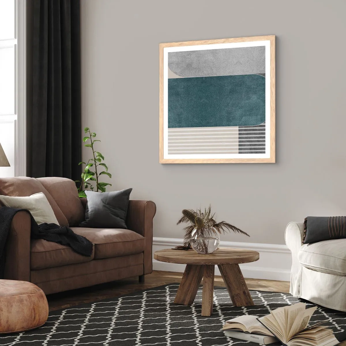 Poster in einem Rahmen aus heller Eiche - Komposition auf der Ebene - 50x50 cm