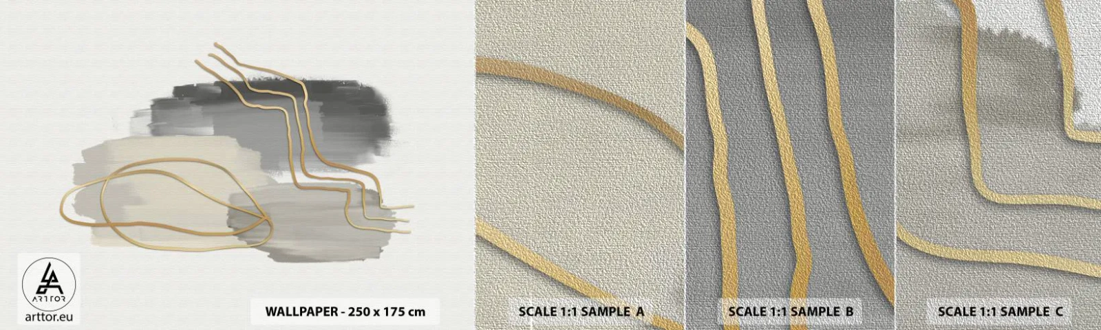 Fototapeten Muster Premium Sand - Dauer und Bewegung - Abstraktion, Stück, Gold - 100x30 cm