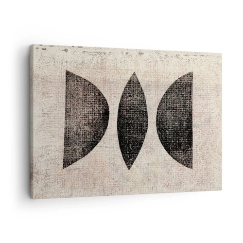 Bild auf Leinwand - Leinwandbild - Ethnische Formen in dunklen Tönen auf hellem Hintergrund - 70x50cm - Ethnische Abstraktion - Moderne Wanddekoration für Wohnzimmer und Schlafzimmer ARTTOR