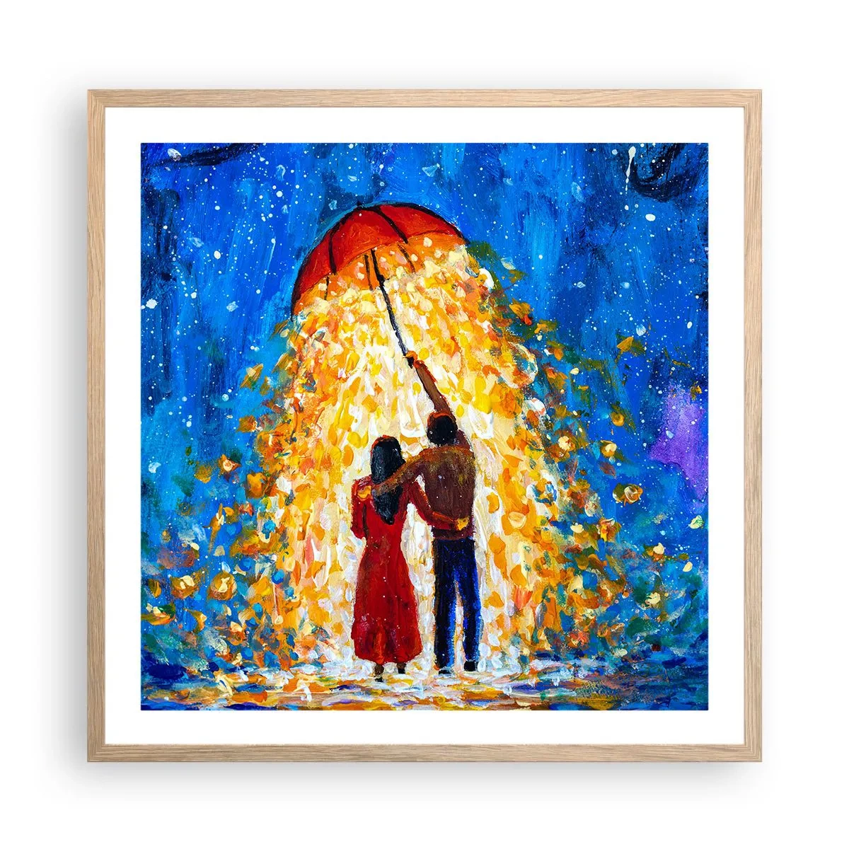 Poster in einem Rahmen aus heller Eiche - Zauber eines Regenabends? - 60x60 cm