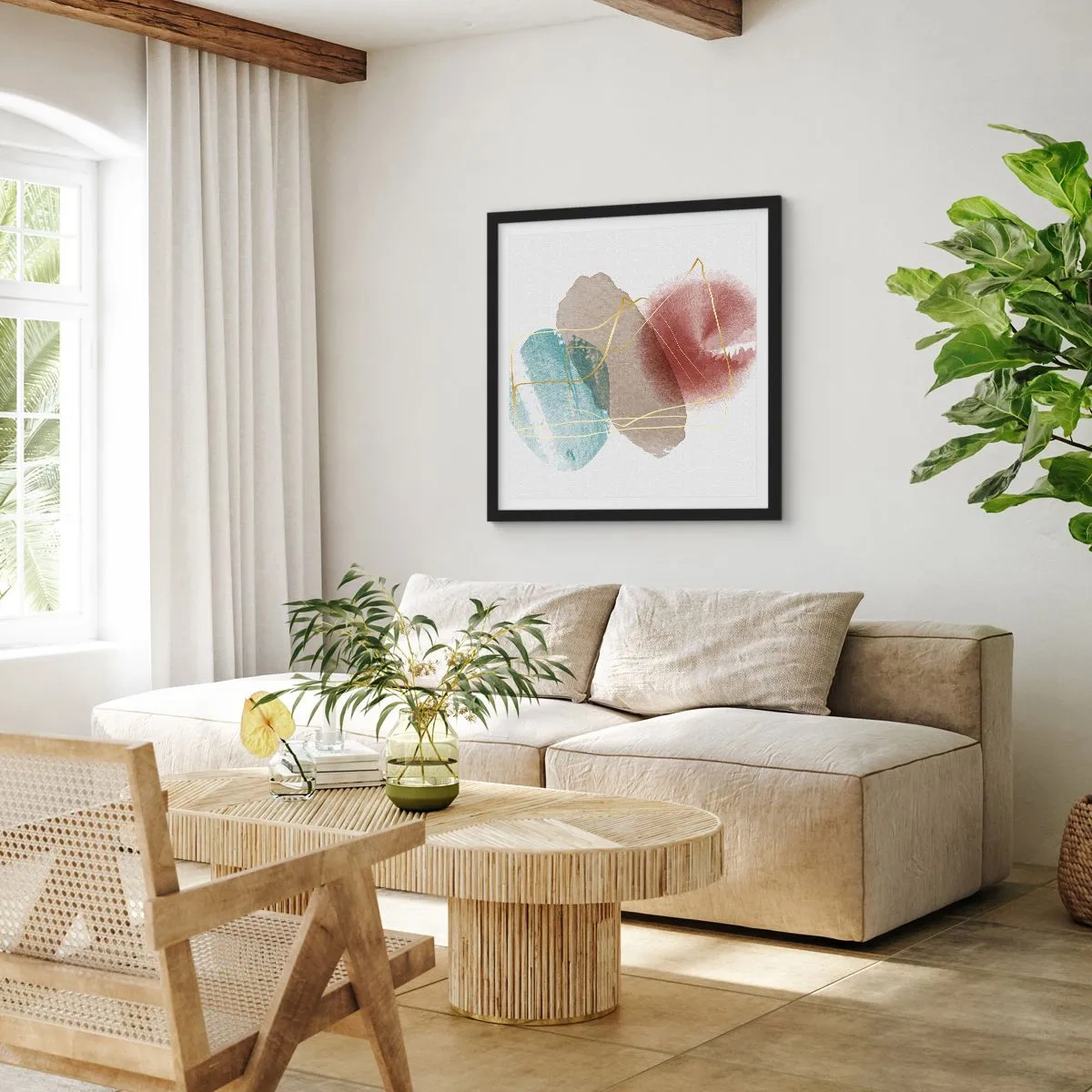 Poster in einem schwarzem Rahmen - Korallen des Weltraums - 50x50 cm