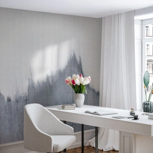 Fototapete Premium Sand - Eine graue Abstraktion, die einer Berglandschaft ähnelt - 100x70cm - Mysteriöse Aufzeichnung - Moderne Wanddekoration für Wohnzimmer und Schlafzimmer ARTTOR