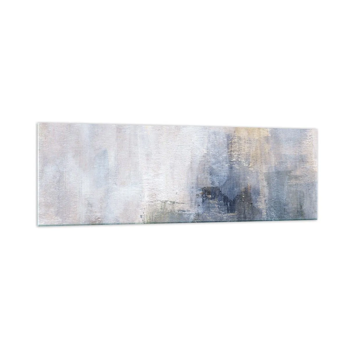 Glasbild - Bild auf glas - Dezente abstrakte Punkte in Blau- und Beigetönen - 160x50cm - Farbtöne und Akkorde - Moderne Wanddekoration für Wohnzimmer und Schlafzimmer ARTTOR