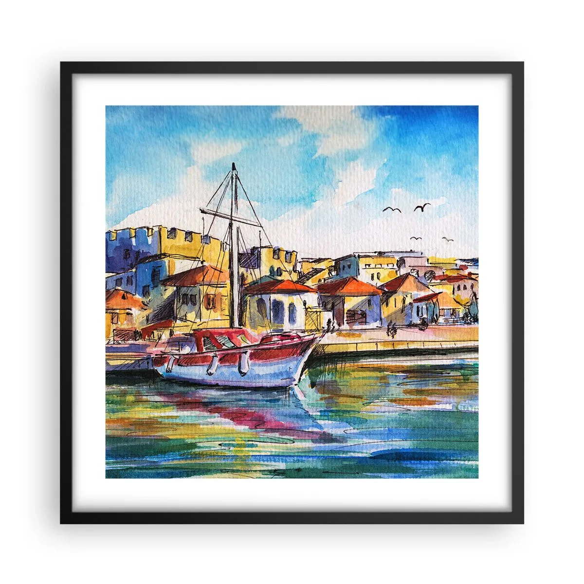 Poster in einem schwarzem Rahmen - Regenbogennachmittag - 50x50 cm