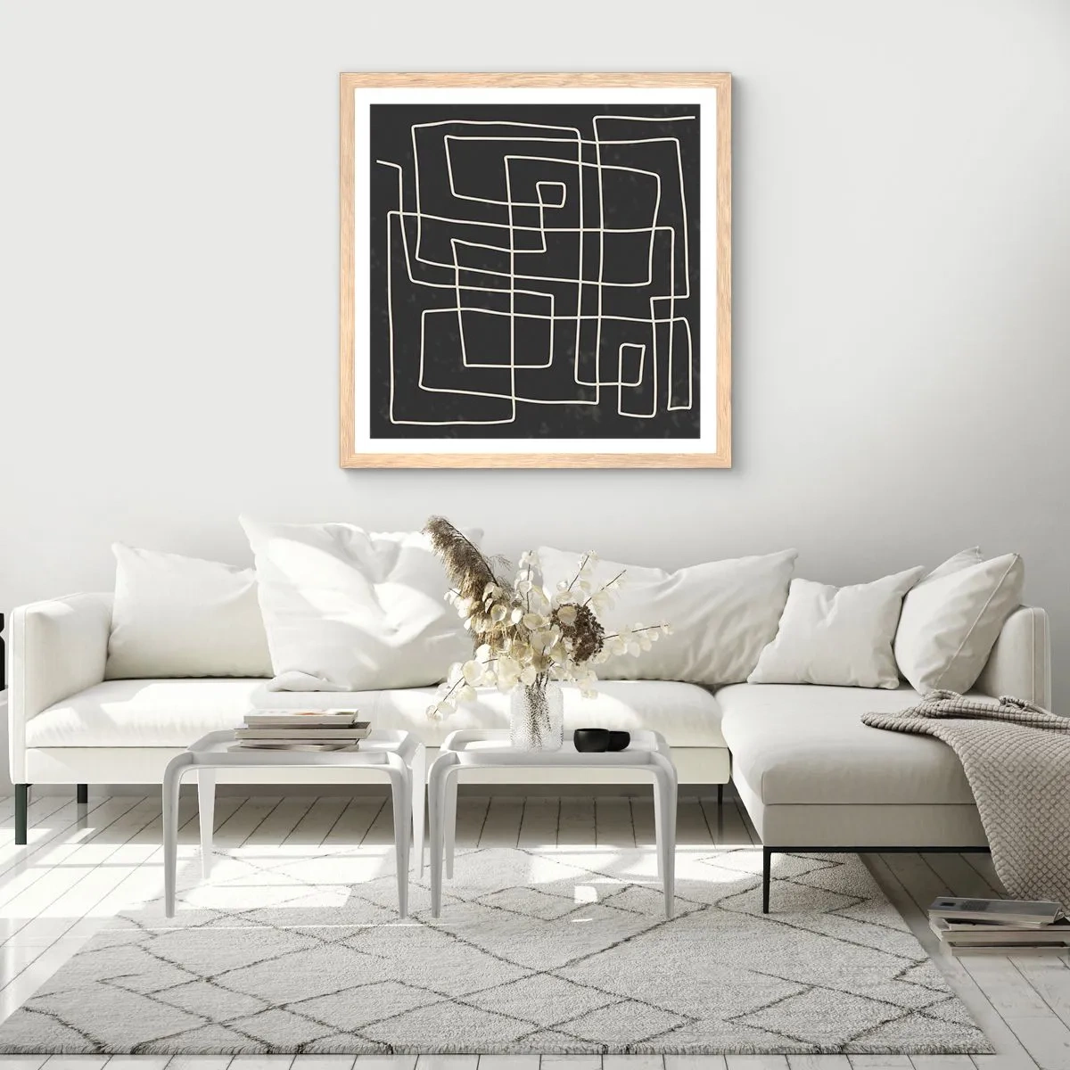 Poster in einem Rahmen aus heller Eiche - Nicht so einfach - 60x60 cm
