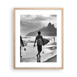 Poster in einem Rahmen aus heller Eiche - Single-Wave-Samba - 40x50 cm