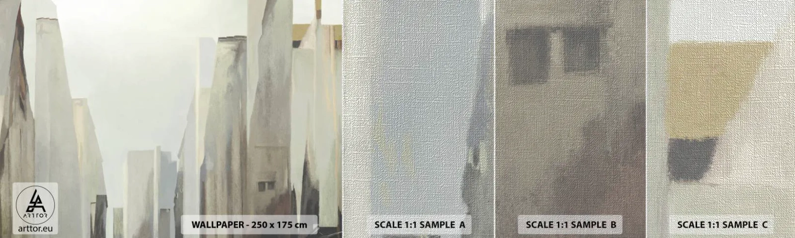 Fototapeten Muster Premium Canvas - Traum von der Stadt - Minimalistisch, Hell, Stadt - 100x30 cm