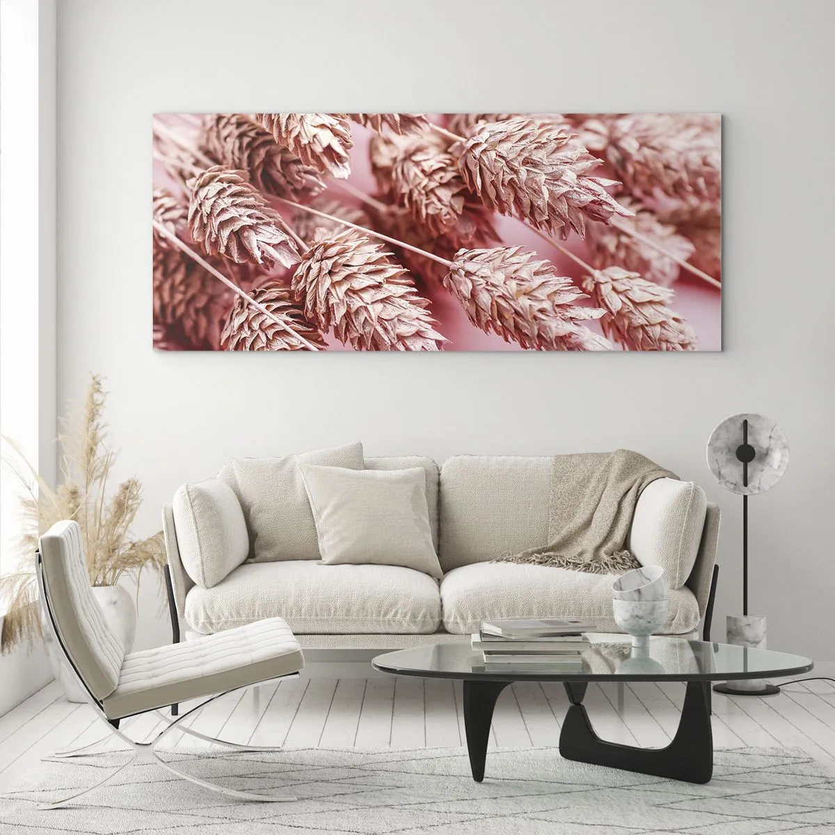 Glasbild - Bild auf glas - Eine Blumenkaskade in Rosa - 100x40 cm