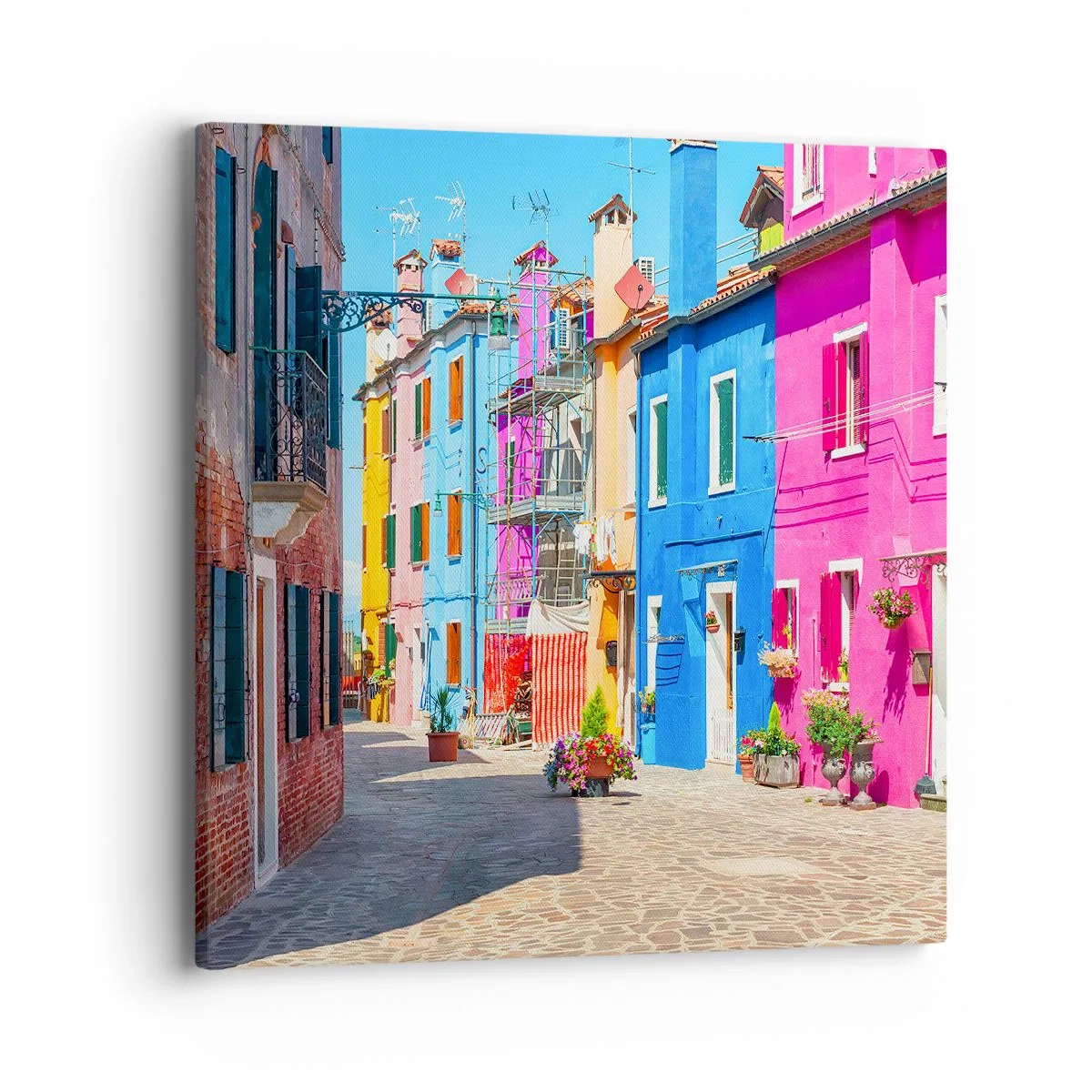 Bild auf Leinwand - Leinwandbild - Städtchen "Zu Papageien" - 40x40 cm