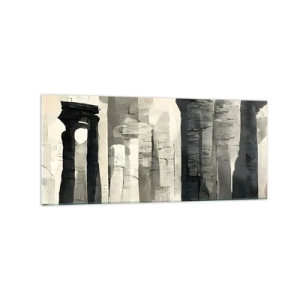 Glasbild - Bild auf glas - Historische Säulen in stimmungsvoller monochromer Umgebung - 120x50cm - Majestät der Antike - Moderne Wanddekoration für Wohnzimmer und Schlafzimmer ARTTOR
