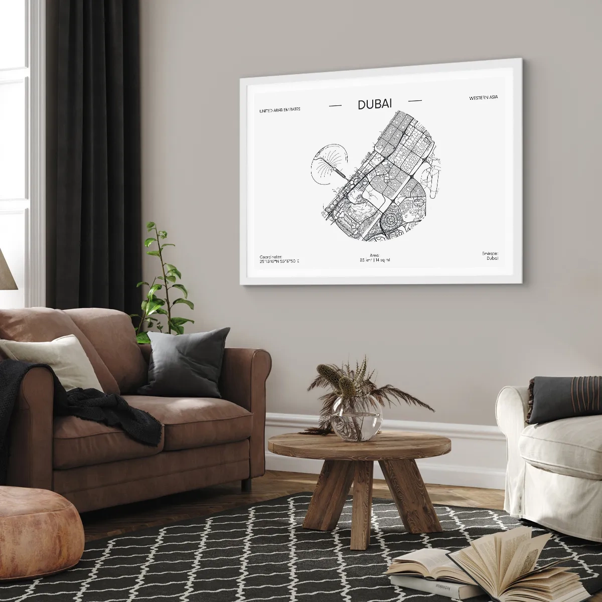 Poster in einem weißen Rahmen - Anatomie von Dubai - 100x70 cm